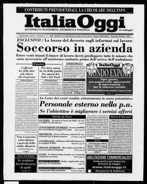 Italia oggi : quotidiano di economia finanza e politica